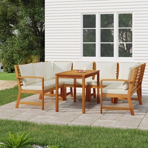 vidaXL, vidaXL 7-tlg. Garten-Essgruppe mit Kissen Massivholz Akazie, vidaXL 7-tlg. Garten-Essgruppe mit Kissen Massivholz Akazie