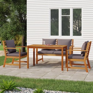 vidaXL, vidaXL 4-tlg. Garten-Essgruppe mit Kissen Massivholz Akazie