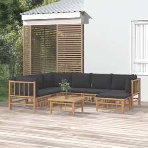 vidaXL, vidaXL 8-tlg. Garten-Lounge-Set mit Dunkelgrauen Kissen Bambus, 