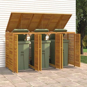 vidaXL, vidaXL Mülltonnenbox für 3 Tonnen 210x89x117 cm Massivholz Akazie, vidaXL Mülltonnenbox für 3 Tonnen 210x89x117 cm Massivholz Akazie