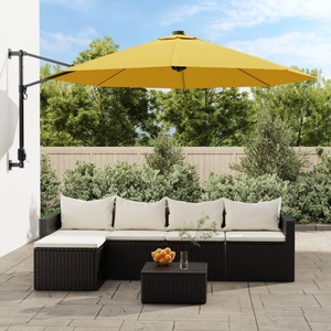 vidaXL, vidaXL Wand-Sonnenschirm mit LEDs Gelb 290 cm, 