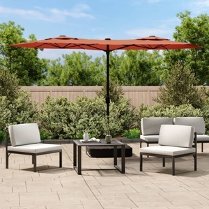 vidaXL, vidaXL Doppelsonnenschirm mit LEDs Terrakotta 316x240 cm, vidaXL Doppel-Sonnenschirm mit LED-Leuchten Terrakottarot 316x240 cm