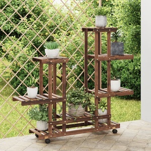vidaXL, vidaXL Blumenständer mit Rollen 95x25x101 cm Massivholz Tanne, vidaXL Blumenständer mit Rollen 95x25x101 cm Massivholz Tanne