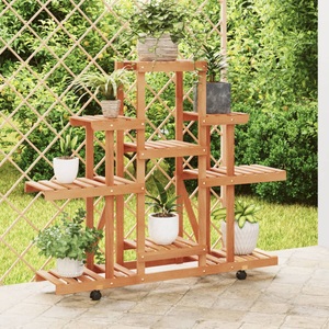 vidaXL, vidaXL Blumenständer mit Rollen 110x25x101 cm Massivholz Tanne, vidaXL Blumenständer mit Rollen 110x25x101 cm Massivholz Tanne