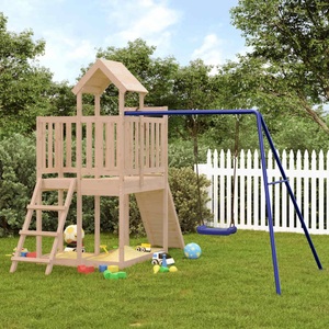 vidaXL, vidaXL Spielturm mit Kletterwand und Schaukel Massivholz Kiefer, vidaXL Spielturm Massivholz Kiefer