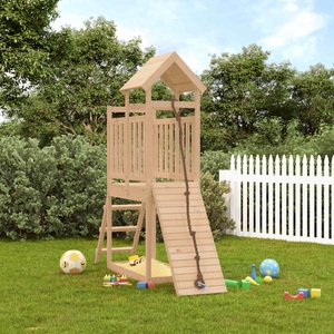 vidaXL, vidaXL Spielturm mit Kletterwand Massivholz Kiefer, vidaXL Spielturm mit Kletterwand Massivholz Kiefer