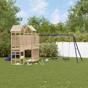 vidaXL, vidaXL Spielturm mit Rutsche Schaukeln Kletterwand Massivholz Kiefer, vidaXL Spielturm Massivholz Kiefer