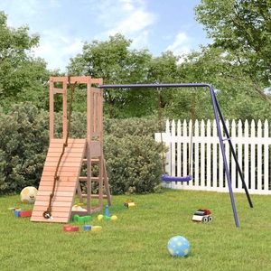 vidaXL, vidaXL Spielturm mit Schaukel Kletterwand Massivholz Douglasie, vidaXL Spielturm Massivholz Douglasie