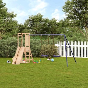 vidaXL, vidaXL Spielturm mit Schaukeln Kletterwand Massivholz Kiefer, vidaXL Spielturm Massivholz Kiefer