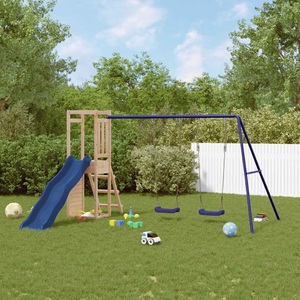 vidaXL, vidaXL Spielturm mit Rutsche Schaukeln Kletterwand Massivholz Kiefer, vidaXL Spielturm Massivholz Kiefer