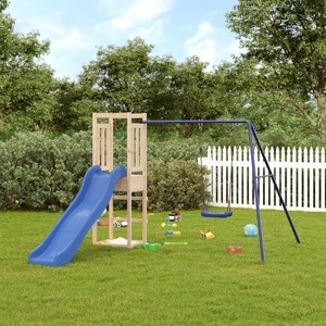 vidaXL, vidaXL Spielturm mit Rutsche und Schaukel Massivholz Kiefer