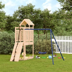 vidaXL, vidaXL Spielturm mit Kletterwand Schaukel Massivholz Kiefer, vidaXL Spielturm Massivholz Kiefer