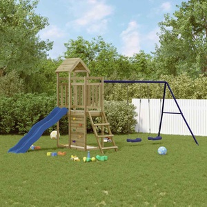 vidaXL, vidaXL Spielturm Rutsche Schaukeln Kletterwand Imprägniertes Holz, 