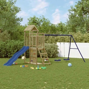 vidaXL, vidaXL Spielturm Rutsche Schaukeln Kletterwand Imprägniertes Holz, 