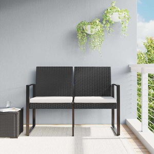 vidaXL, vidaXL Gartenbank 2-Sitzer mit Kissen Schwarz PP-Rattan