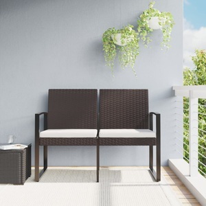 vidaXL, vidaXL Gartenbank 2-Sitzer mit Kissen Braun PP-Rattan