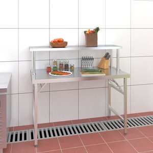 vidaXL, vidaXL Küchen-Arbeitstisch mit Aufsatzboard 120x60x115 cm Edelstahl, vidaXL Küchen-Arbeitstisch mit Aufsatzboard 120x60x115 cm Edelstahl