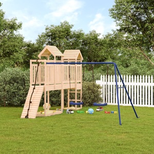vidaXL, vidaXL Spielturm mit Kletterwand Schaukeln Massivholz Kiefer, vidaXL Spielturm Massivholz Kiefer
