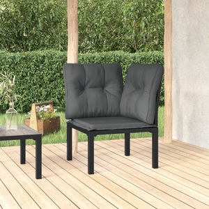vidaXL, vidaXL Garten-Eckstuhl mit Kissen Schwarz und Grau Poly Rattan