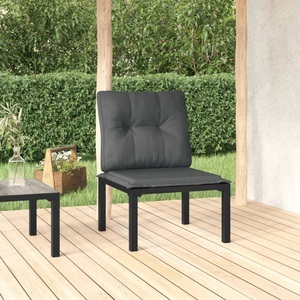 vidaXL, vidaXL Gartenstuhl mit Kissen Schwarz und Grau Poly Rattan, vidaXL Gartenstuhl mit Kissen Schwarz und Grau Poly Rattan