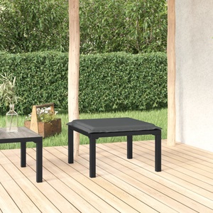 vidaXL, vidaXL Gartenhocker mit Kissen Schwarz und Grau Poly Rattan, vidaXL Gartenhocker mit Kissen Schwarz und Grau Poly Rattan