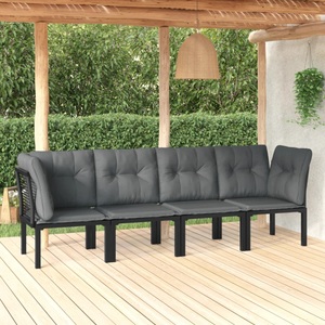 vidaXL, vidaXL 4-tlg. Garten-Lounge-Set Schwarz und Grau Poly Rattan