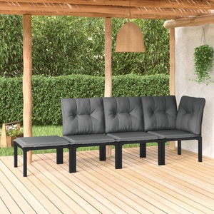vidaXL, vidaXL 4-tlg. Garten-Lounge-Set Schwarz und Grau Poly Rattan