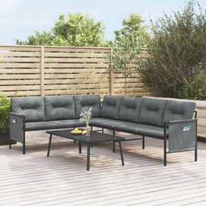 vidaXL, vidaXL Garten-Ecksofa Anthrazit Stahl und Textilene