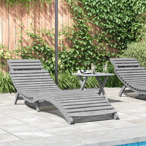 vidaXL, vidaXL Sonnenliege mit Tisch Grau Massivholz Akazie