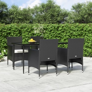 vidaXL, vidaXL 5-tlg. Garten-Essgruppe mit Kissen Schwarz, 