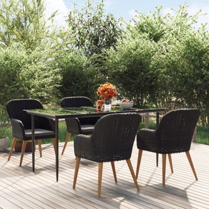 vidaXL, vidaXL 5-tlg. Garten-Essgruppe mit Kissen Schwarz, 