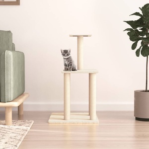 vidaXL, vidaXL Kratzbaum mit Sisal-Kratzsäulen Creme 85,5 cm, vidaXL Kratzbaum mit Sisal-Kratzsäulen Creme 85,5 cm