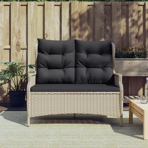 vidaXL, vidaXL Gartenbank 2-Sitzer mit Kissen Hellgrau Poly Rattan