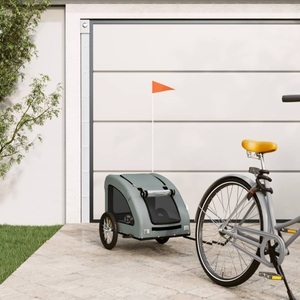 vidaXL, vidaXL Fahrradanhänger Hunde Grau Oxford-Gewebe und Eisen, vidaXL Fahrradanhänger Hunde Grau Oxford-Gewebe und Eisen