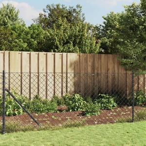 vidaXL, vidaXL Maschendrahtzaun mit Bodenflansch Anthrazit 0,8x10 m, vidaXL Maschendrahtzaun mit Bodenflansch Anthrazit 0,8x10 m