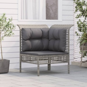 vidaXL, vidaXL Garten-Ecksofa mit Kissen Grau Poly Rattan