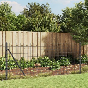 vidaXL, vidaXL Maschendrahtzaun mit Bodenhülsen Anthrazit 0,8x25 m, vidaXL Maschendrahtzaun mit Bodenhülsen Anthrazit 0,8x25 m