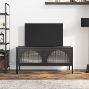 vidaXL, vidaXL TV-Schrank Schwarz 105x35x50 cm Glas und Stahl, vidaXL TV-Schrank Schwarz 105x35x50 cm Glas und Stahl