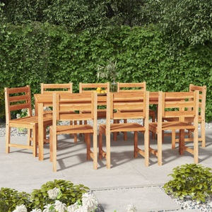 vidaXL, vidaXL 9-tlg. Garten-Essgruppe Massivholz Teak, vidaXL 9-tlg. Garten-Essgruppe Massivholz Teak
