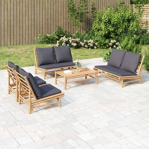 vidaXL, vidaXL 5-tlg. Garten-Lounge-Set mit Dunkelgrauen Kissen Bambus