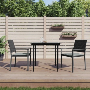 vidaXL, vidaXL Gartenstühle mit Kissen 2 Stk. Schwarz 54x62,5x89cm Poly Rattan, vidaXL Gartenstühle mit Kissen 2 Stk. Schwarz 54x62,5x89cm Poly Rattan