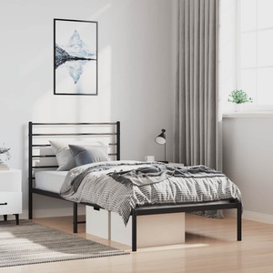 vidaXL, vidaXL Bettgestell mit Kopfteil Metall Schwarz 100x200 cm, vidaXL Bettgestell mit Kopfteil Metall Schwarz 100x200 cm