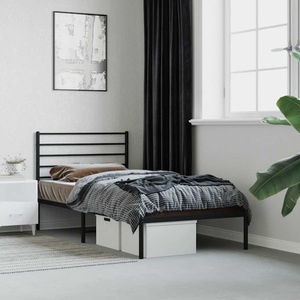 vidaXL, vidaXL Bettgestell mit Kopfteil Metall Schwarz 107x203 cm