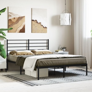 vidaXL, vidaXL Bettgestell mit Kopfteil Metall Schwarz 140x190 cm, vidaXL Bettgestell mit Kopfteil Metall Schwarz 140x190 cm
