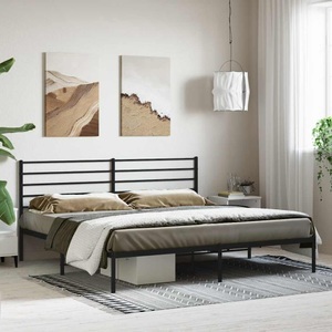 vidaXL, vidaXL Bettgestell mit Kopfteil Metall Schwarz 180x200 cm