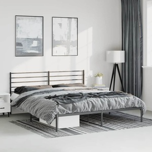 vidaXL, vidaXL Bettgestell mit Kopfteil Metall Schwarz 193x203 cm, vidaXL Bettgestell mit Kopfteil Metall Schwarz 193x203 cm