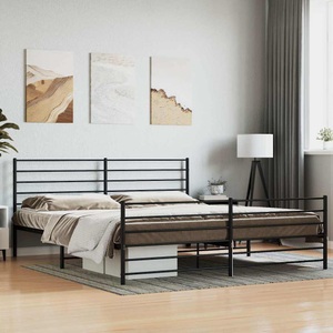 vidaXL, vidaXL Bettgestell mit Kopf- und Fußteil Metall Schwarz 180x200 cm