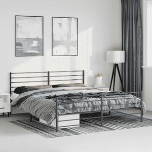 vidaXL, vidaXL Bettgestell mit Kopf- und Fußteil Metall Schwarz 193x203 cm