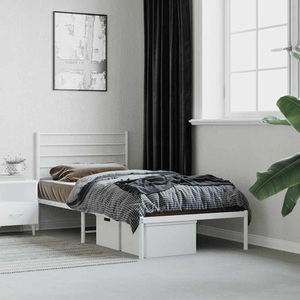 vidaXL, vidaXL Bettgestell mit Kopfteil Metall Weiß 90x190 cm