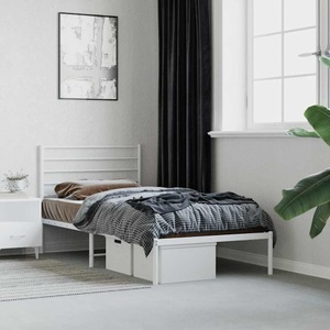 vidaXL, vidaXL Bettgestell mit Kopfteil Metall Weiß 90x200 cm, vidaXL Bettgestell mit Kopfteil Metall Weiß 90x200 cm